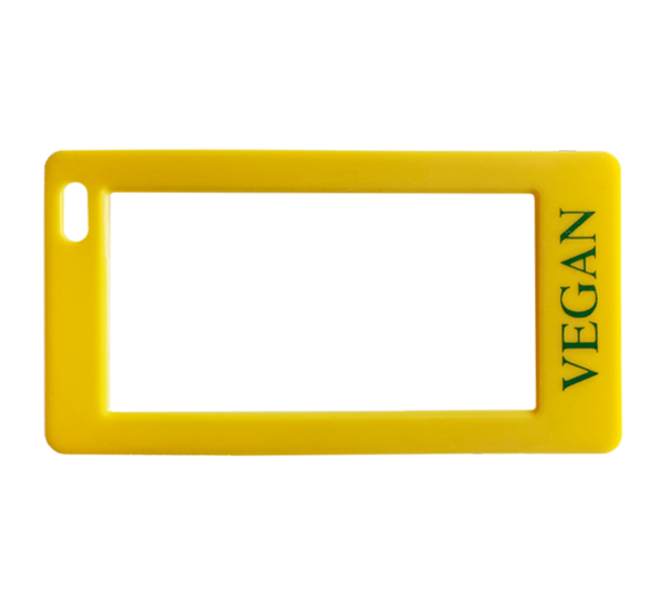 ESL Snap-on Rahmen in gelb mit Beschriftung Vegan