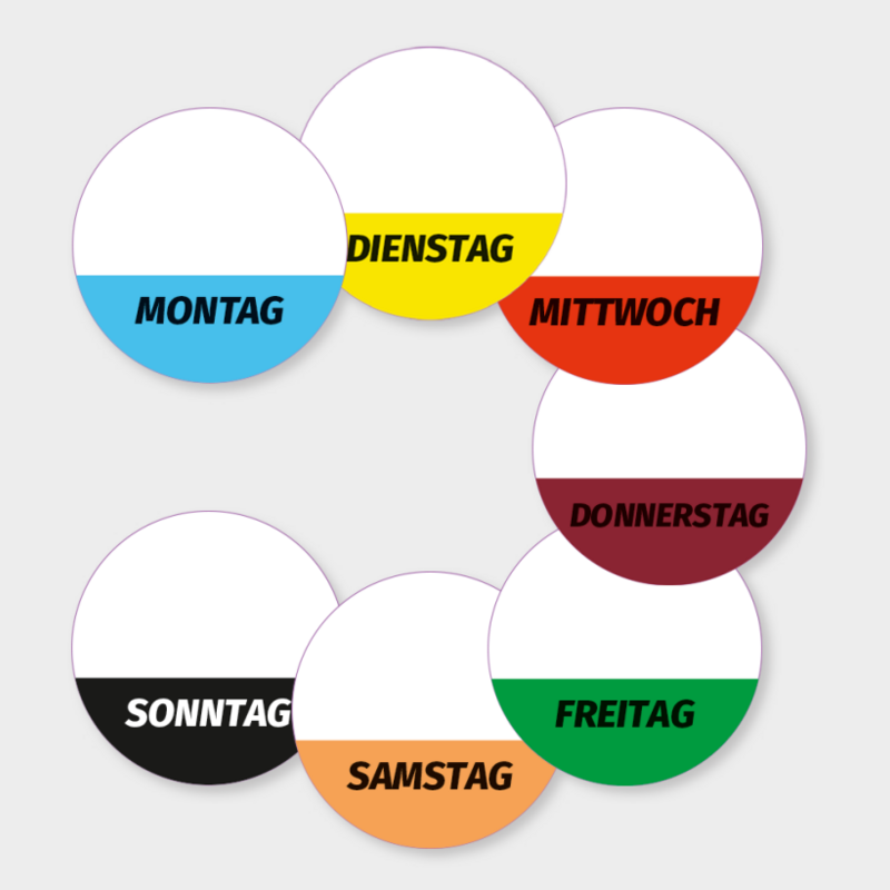 Étiquettes de scellage Mo-DI-MI-DO-FR-SA-SO en allemand