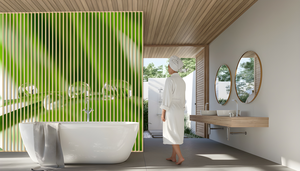 eine Badezimmer Einrichtung mit einer Wandbild Installation