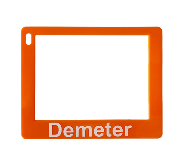 ESL Snap-on Rahmen in orange mit Beschriftung Demeter