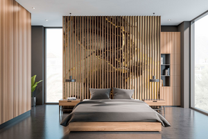 eine Schlafzimmer Einrichtung mit einer Wandbild Installation