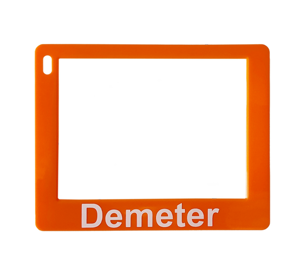 ESL Snap-on Rahmen in orange mit Beschriftung Demeter