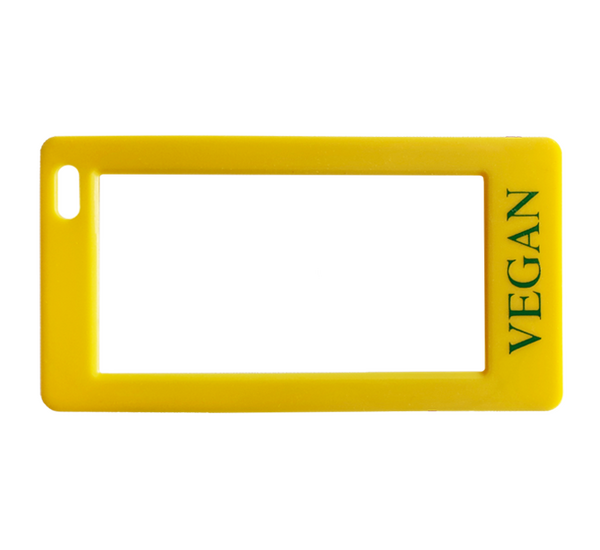 ESL Snap-on Rahmen in gelb mit Beschriftung Vegan