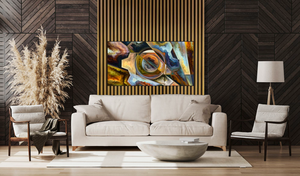 eine Wohnzimmer Einrichtung mit einer Wandbild Installation