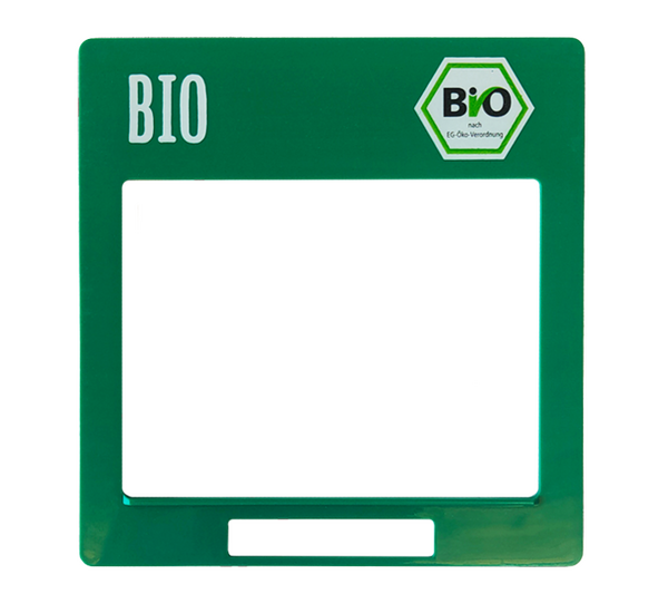 ESL Snap-on Rahmen in grün mit Beschriftung Bio